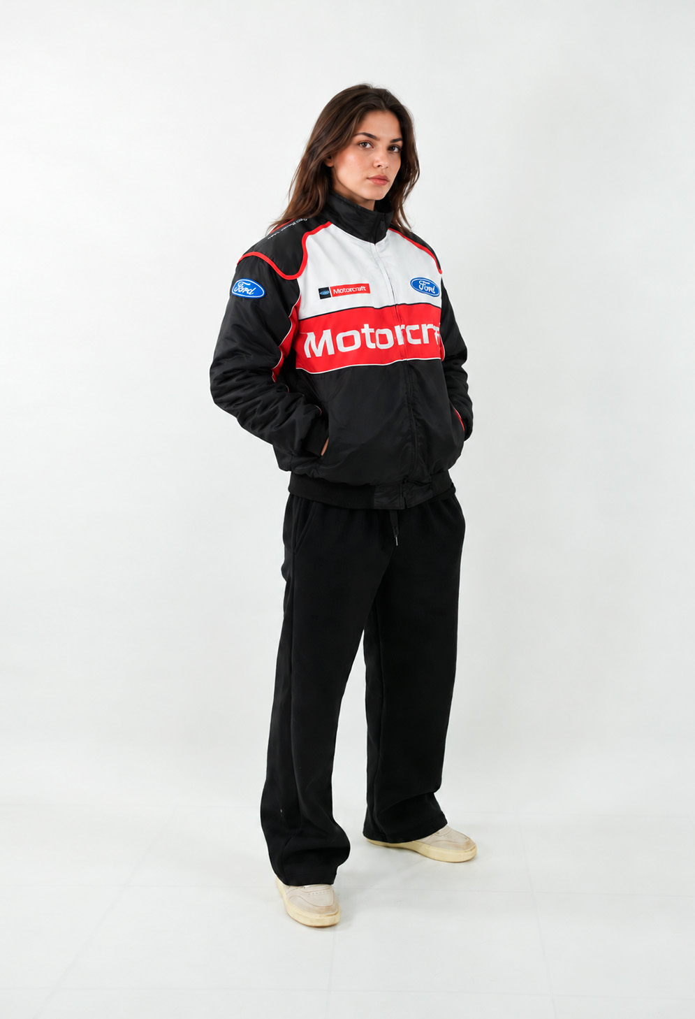 Jaqueta Racer Premium Personalizada 10 Jaqueta Racer Feminina Personalizada em Bordado Equipe Ford